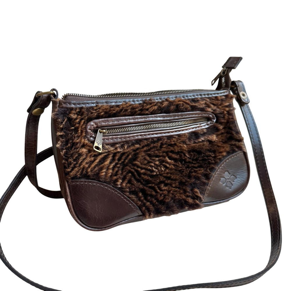 Patricia Nash Paullo Italian Leather Sheepskin Shearling Crossbody Bag